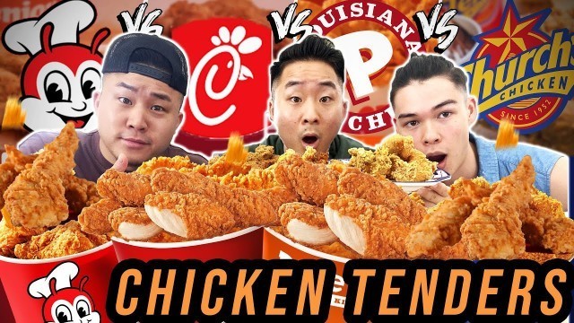 'JOLLIBEE vs POPEYES vs CHIK-FIL-A vs CHURCH\'S (Fast Food Chicken Tender Battle)!'