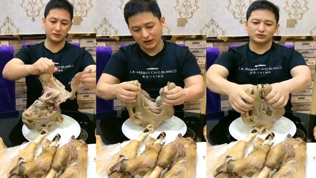 'Bukbang Chines food Eating Show. sheep head, Goat head , Sheep and goat brain with eating sound #14'