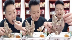 'Chines food Eating Show sheep head, Goat head , Sheep and brain with delicious eating sound #1'