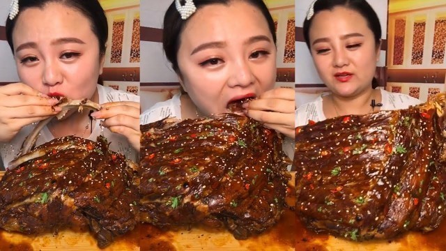 'ASMR Chines food Eating Show| Eat fatty meat, porkskin, pork thighs, beef ribs with eating shound#22'